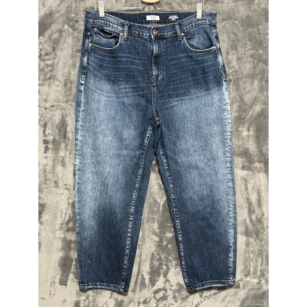 Kensie Jeans The Jessica High Rise Cropped Barrel Jeans Sz 14/32 Blue